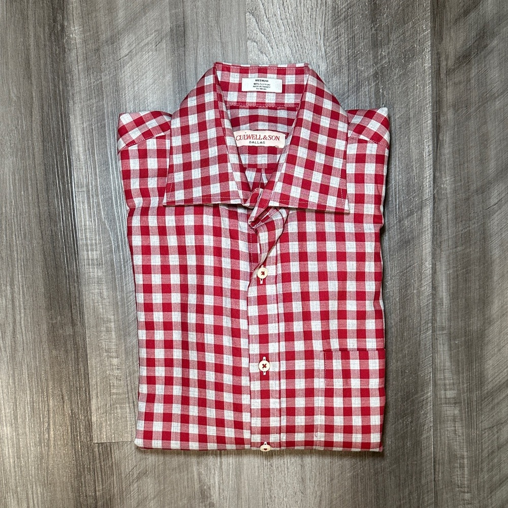 Culwell & Sons Dallas Gingham Checkered Plaid Long Sleeve Button Down - Medium